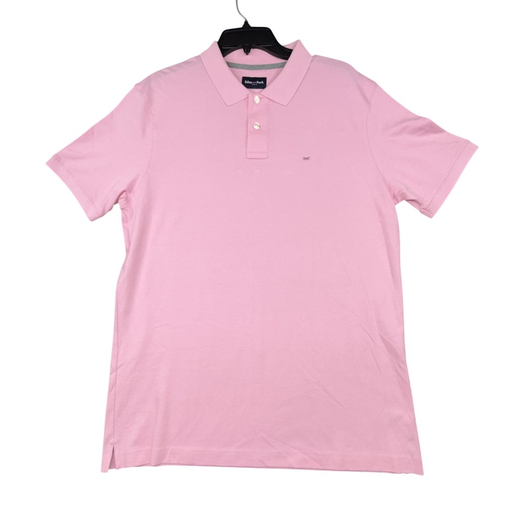 Eden Park Polo Shirt Mens L Pink Golf Performance Short Sleeve Stretch Pique Top